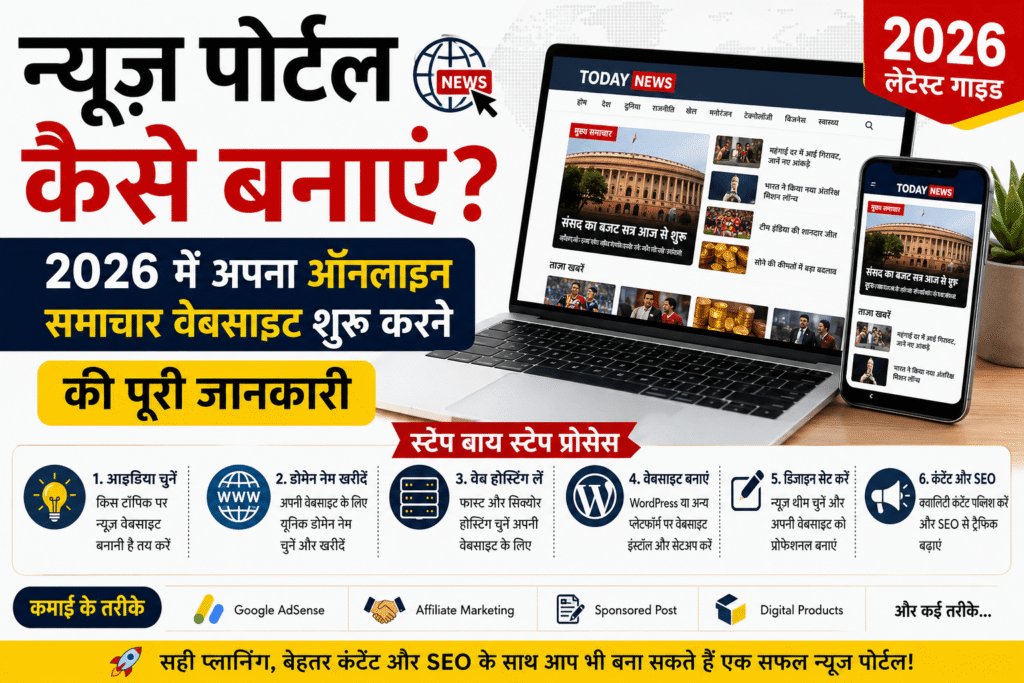 न्यूज़ पोर्टल कैसे बनाएं? 2026 में अपना ऑनलाइन समाचार वेबसाइट शुरू करने की पूरी जानकारी